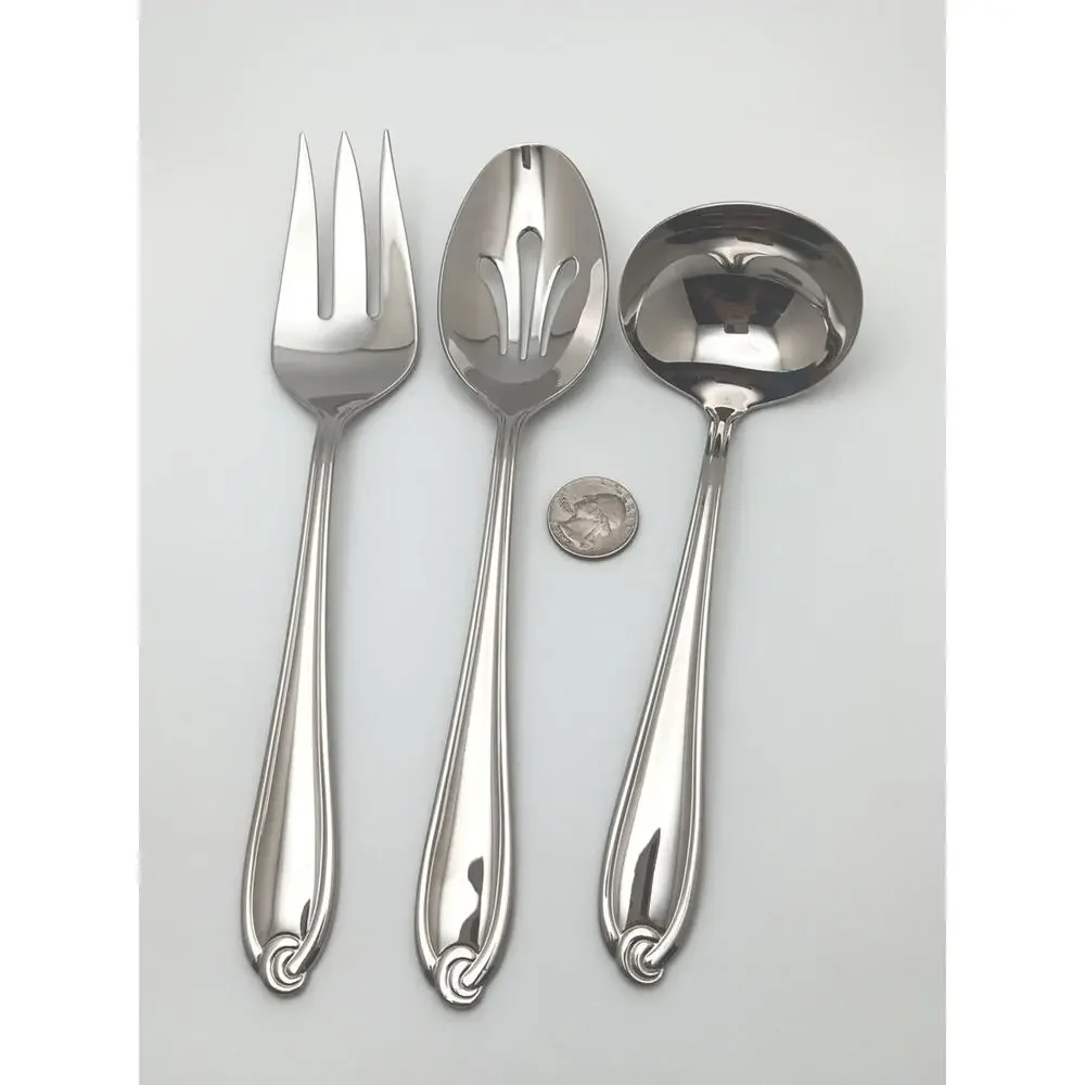 Lenox Hartleigh 3 Piece Serving Hostess Set 18/10 Stainless Flatware Vietnam NOS